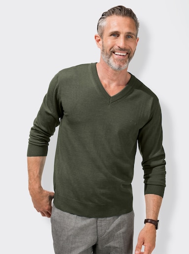 Marco Donati Pullover met V-hals - kaki