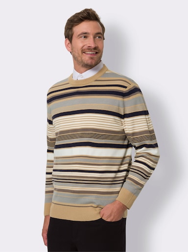 Pullover met ronde hals - camel gedessineerd