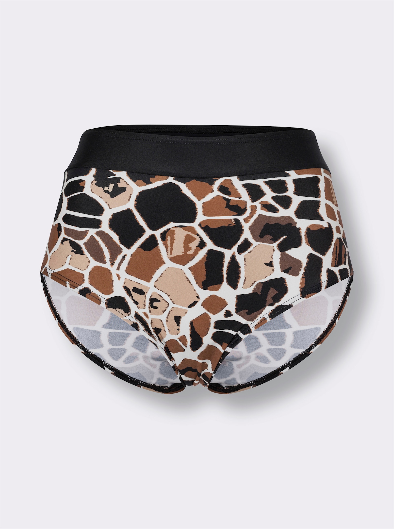 Bikini-Hose mit Rundum-Dehnbund - champagner-schoko-bedruckt