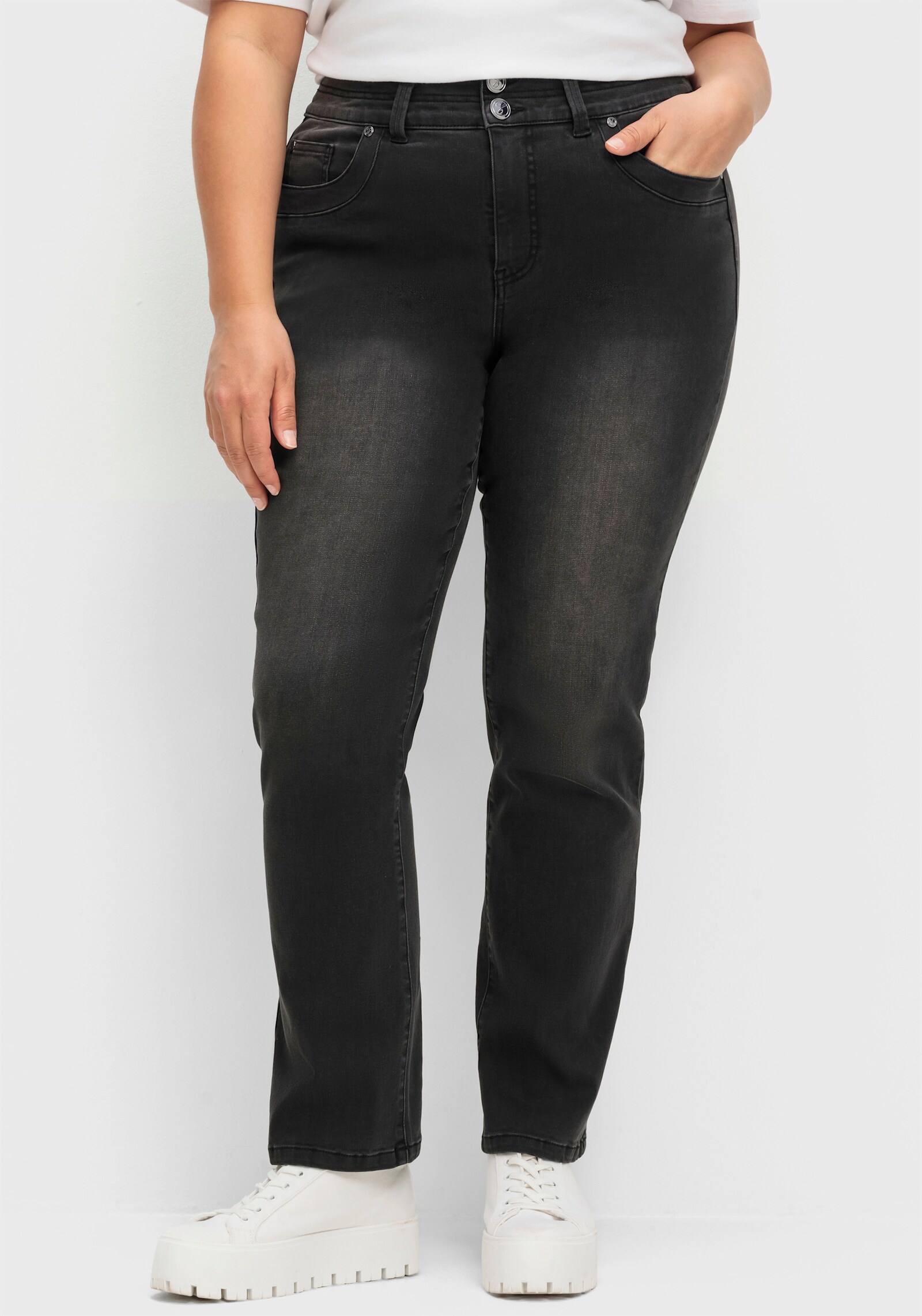 sheego Gerade Jeans für kräftigere Oberschenkel - black denim