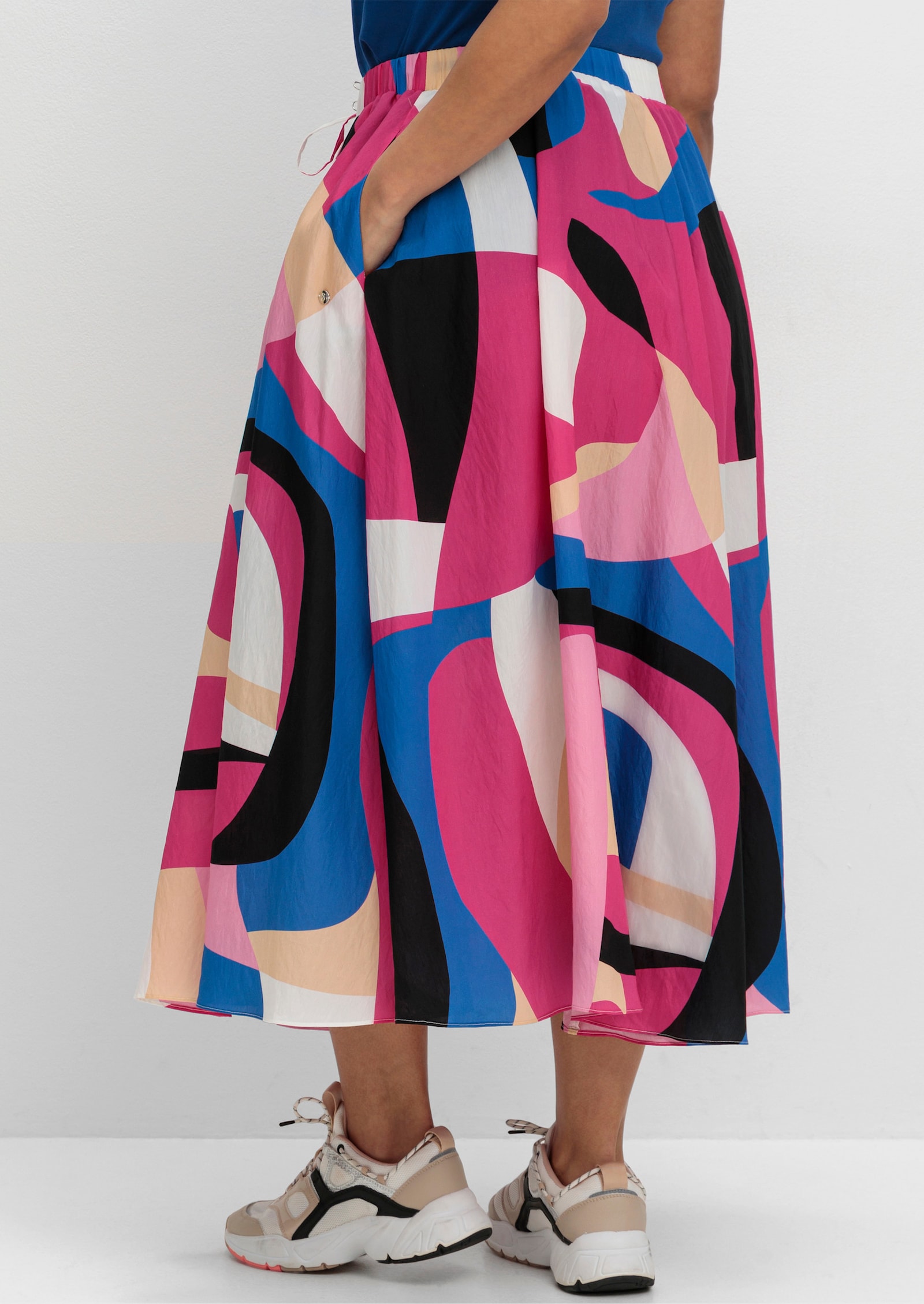 sheego Schlupfrock mit Grafikprint, in Midilänge - pink gemustert