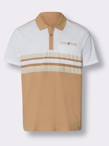 Poloshirt - weiß-camel