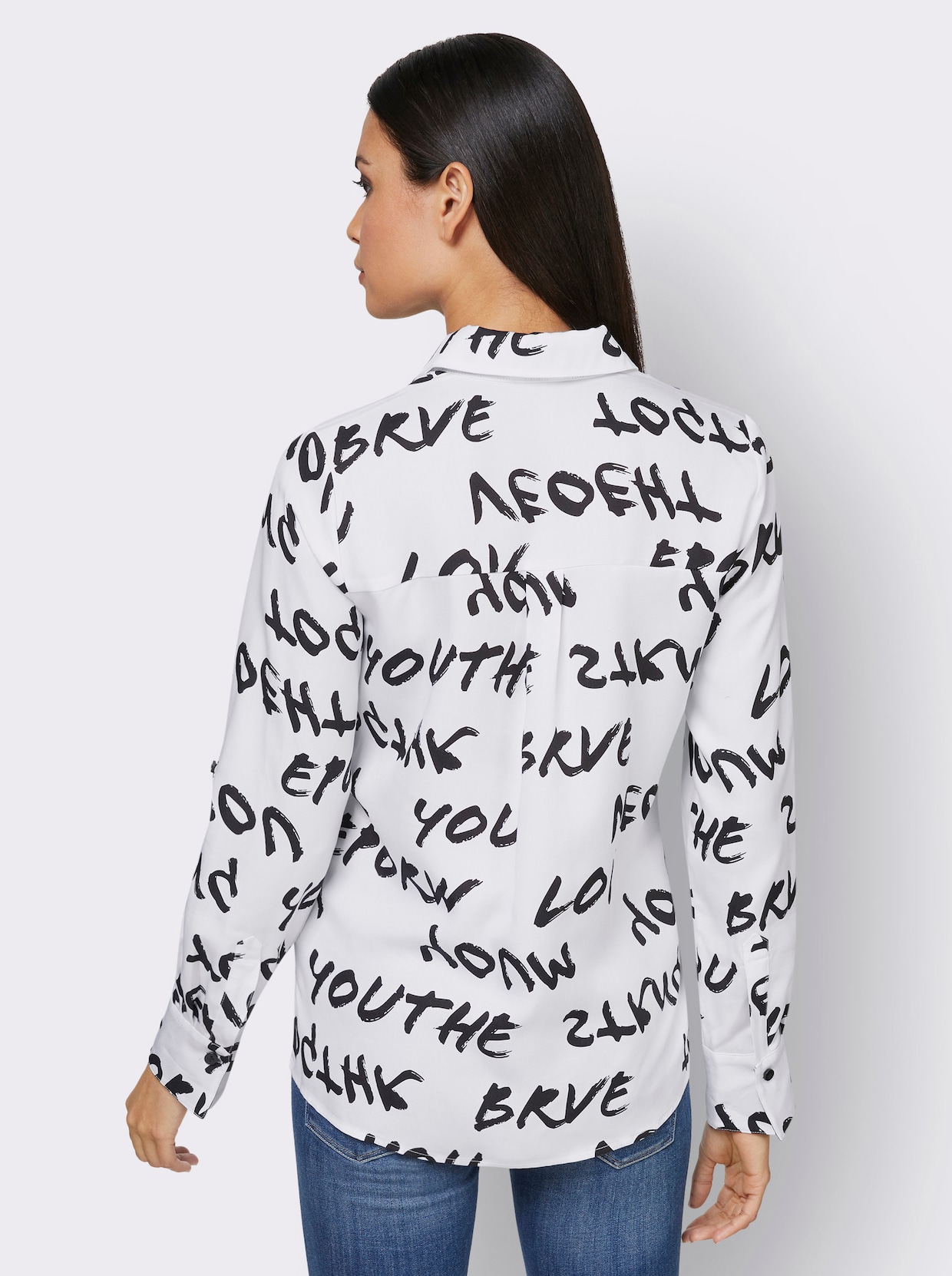 Overhemdblouse - wit/zwart geprint