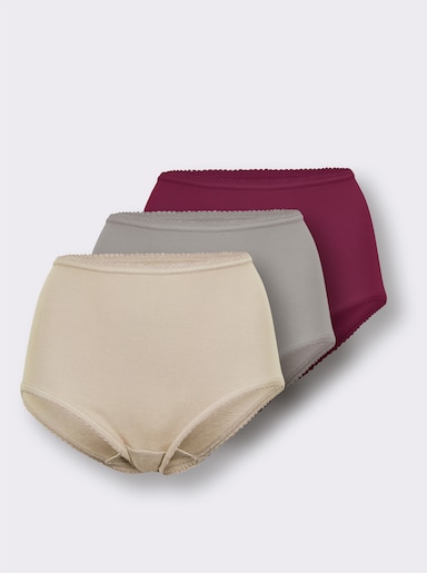 wäschepur Taillenslip - steingrau + sand + bordeaux