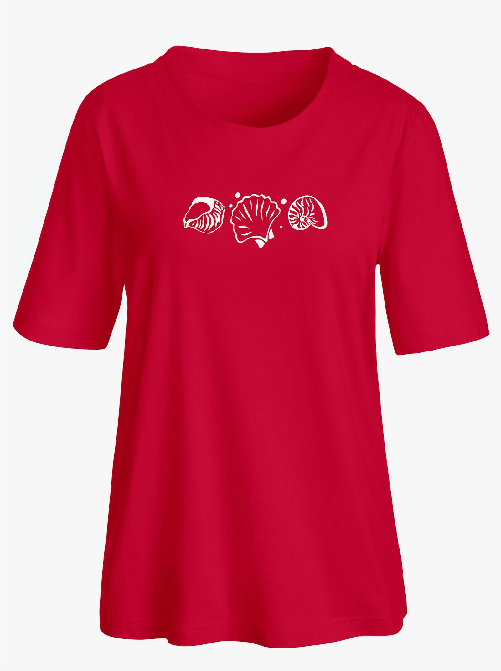 Kurzarmshirt mit Muschel-Druck - rot