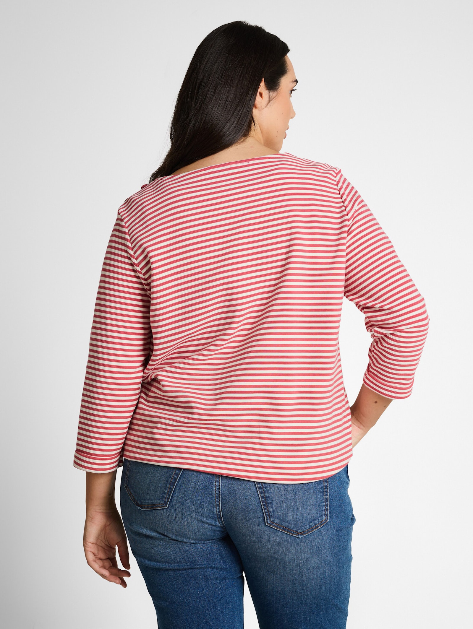 T-Shirt - pink offwhite regular stripe