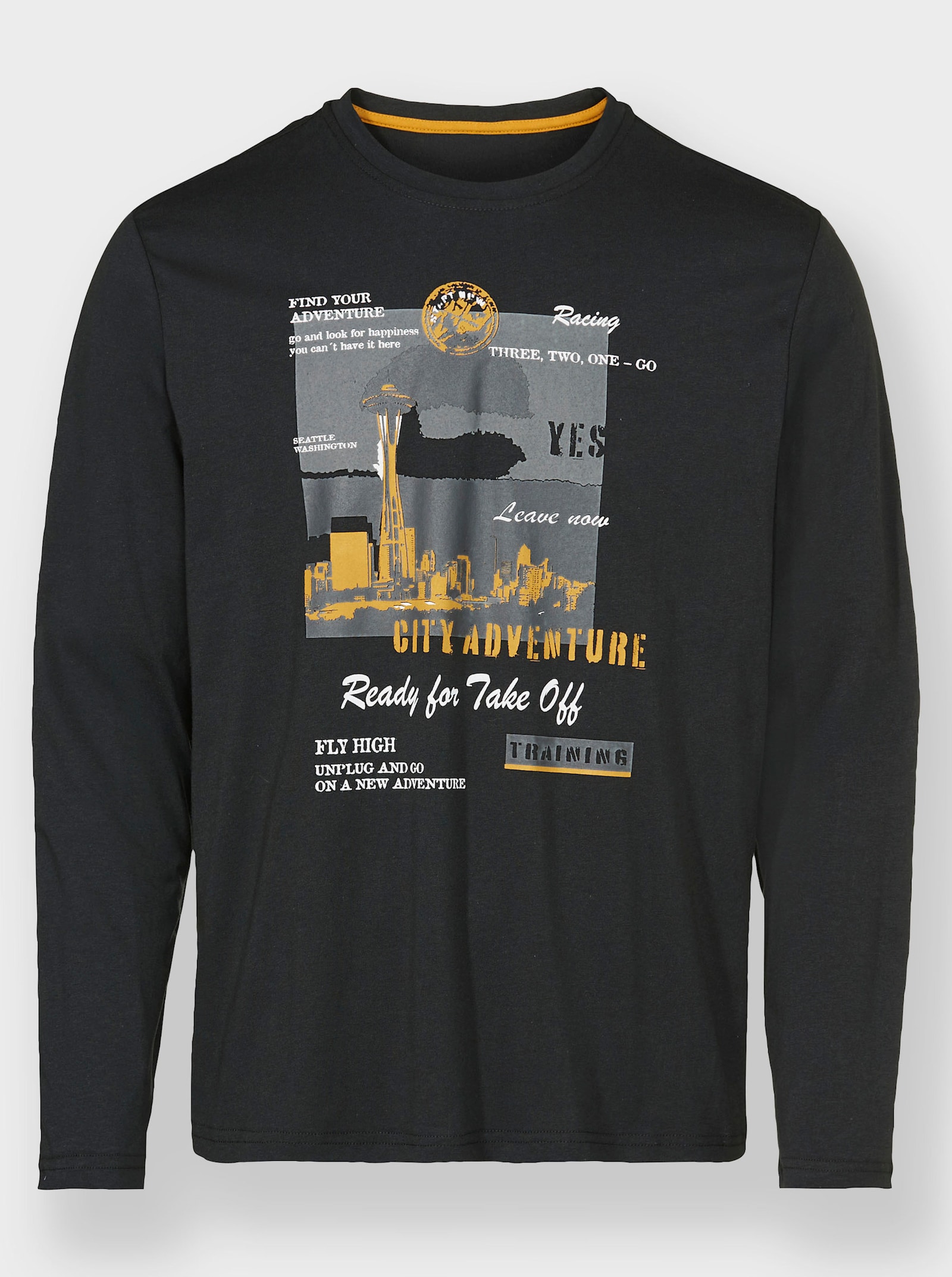 Catamaran Langarmshirt mit Frontdruck - graphit-bedruckt