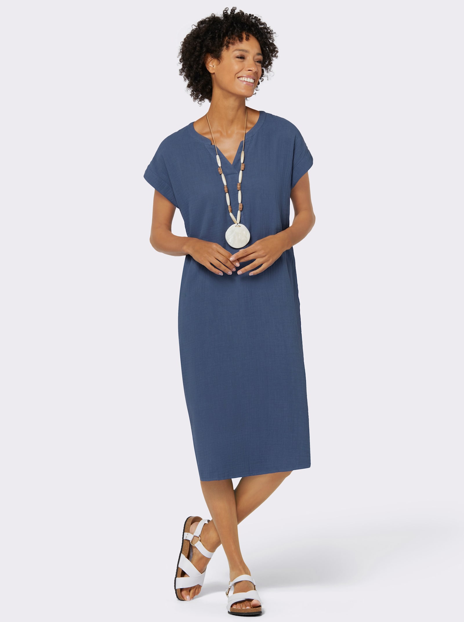 Sommerkleid in Musselin-Qualität - jeansblau