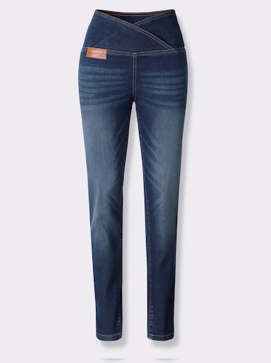 Stretchjeans met overlappende band - dark-blue