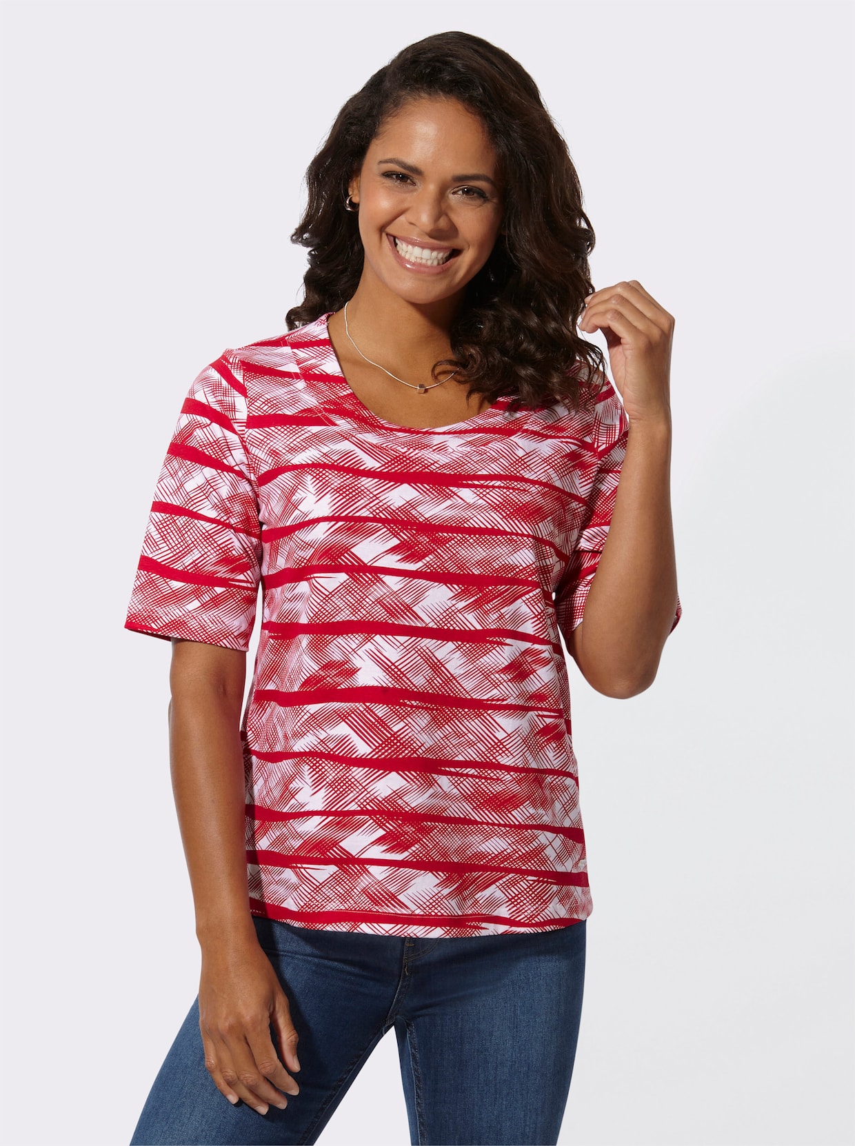 Shirt met korte mouwen - rood/wit geprint