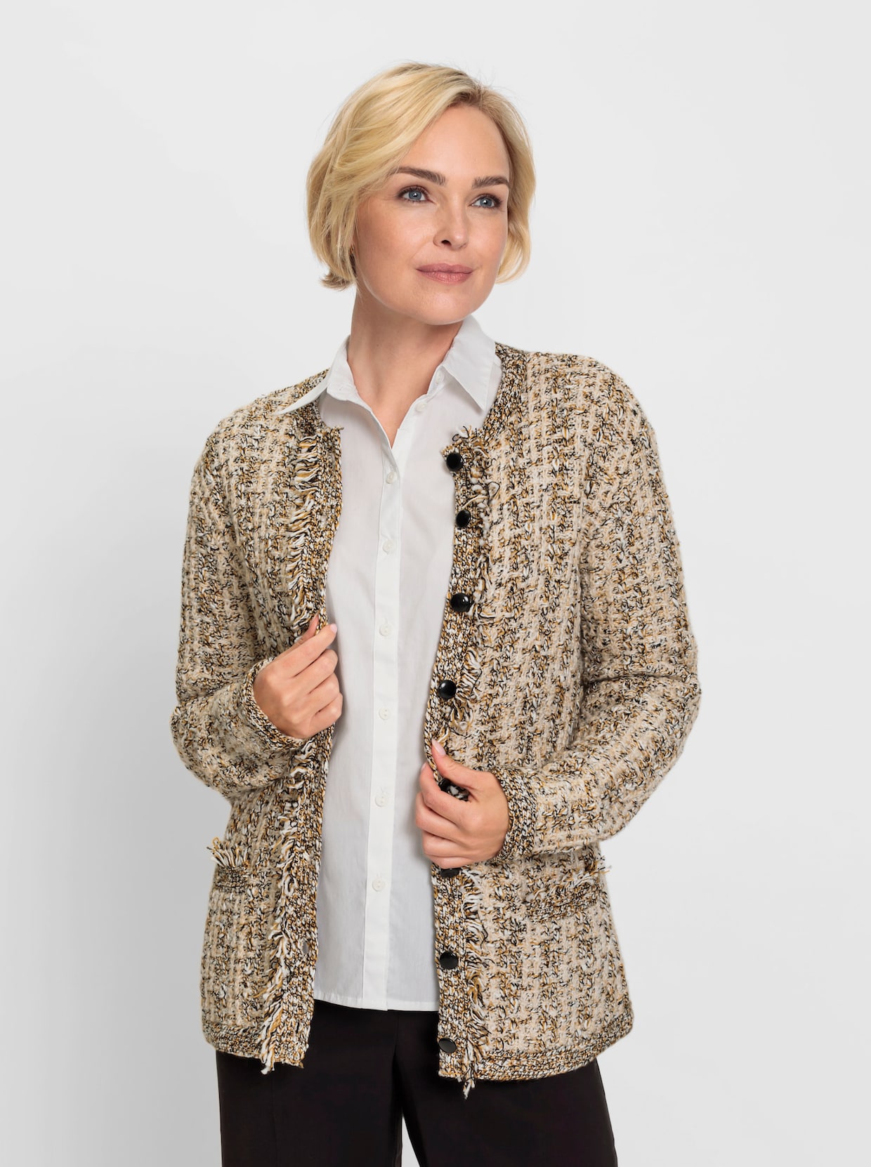 Strickjacke - camel-ecru-meliert