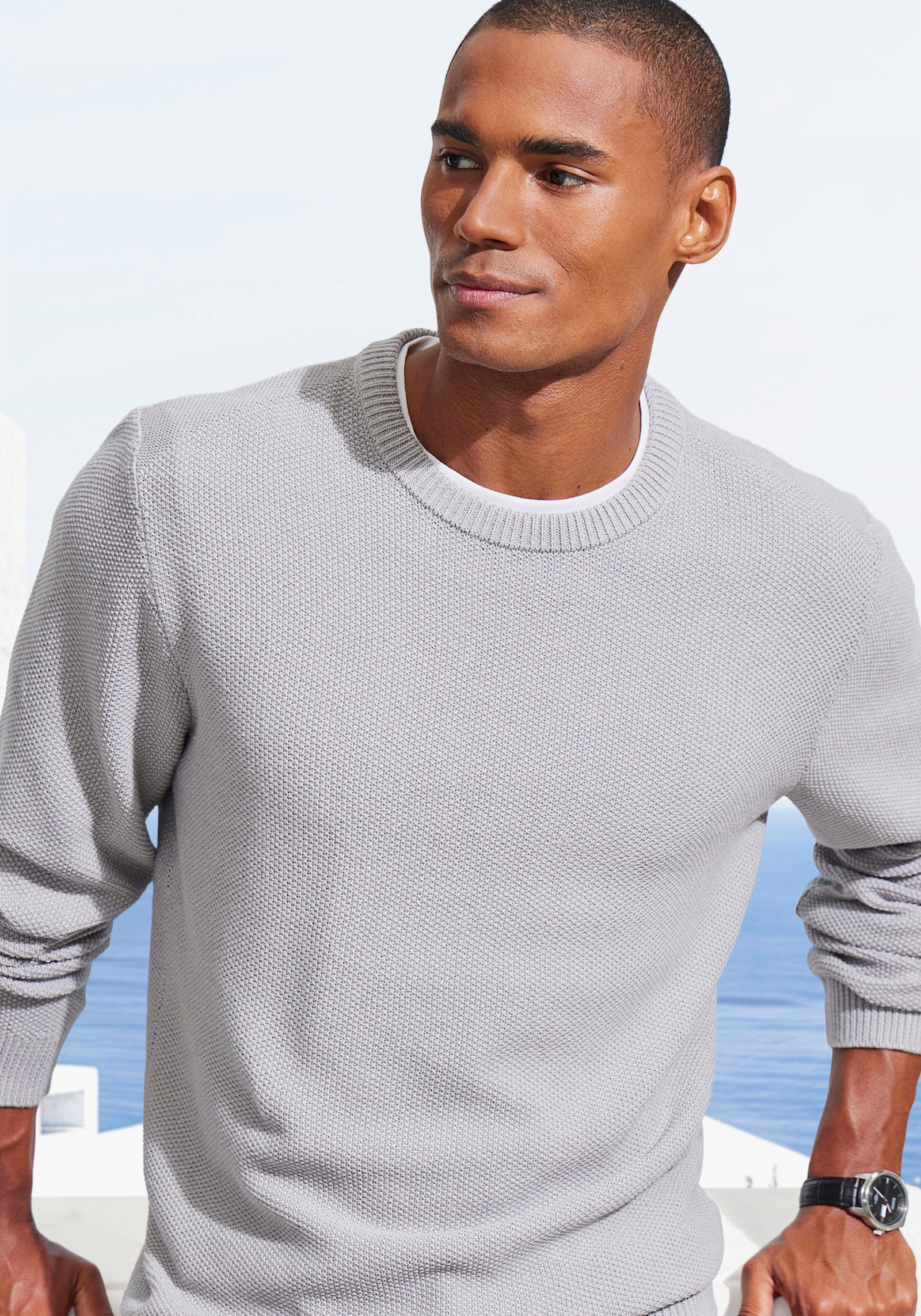 John Devin Gebreide pullover - lichtgrijs