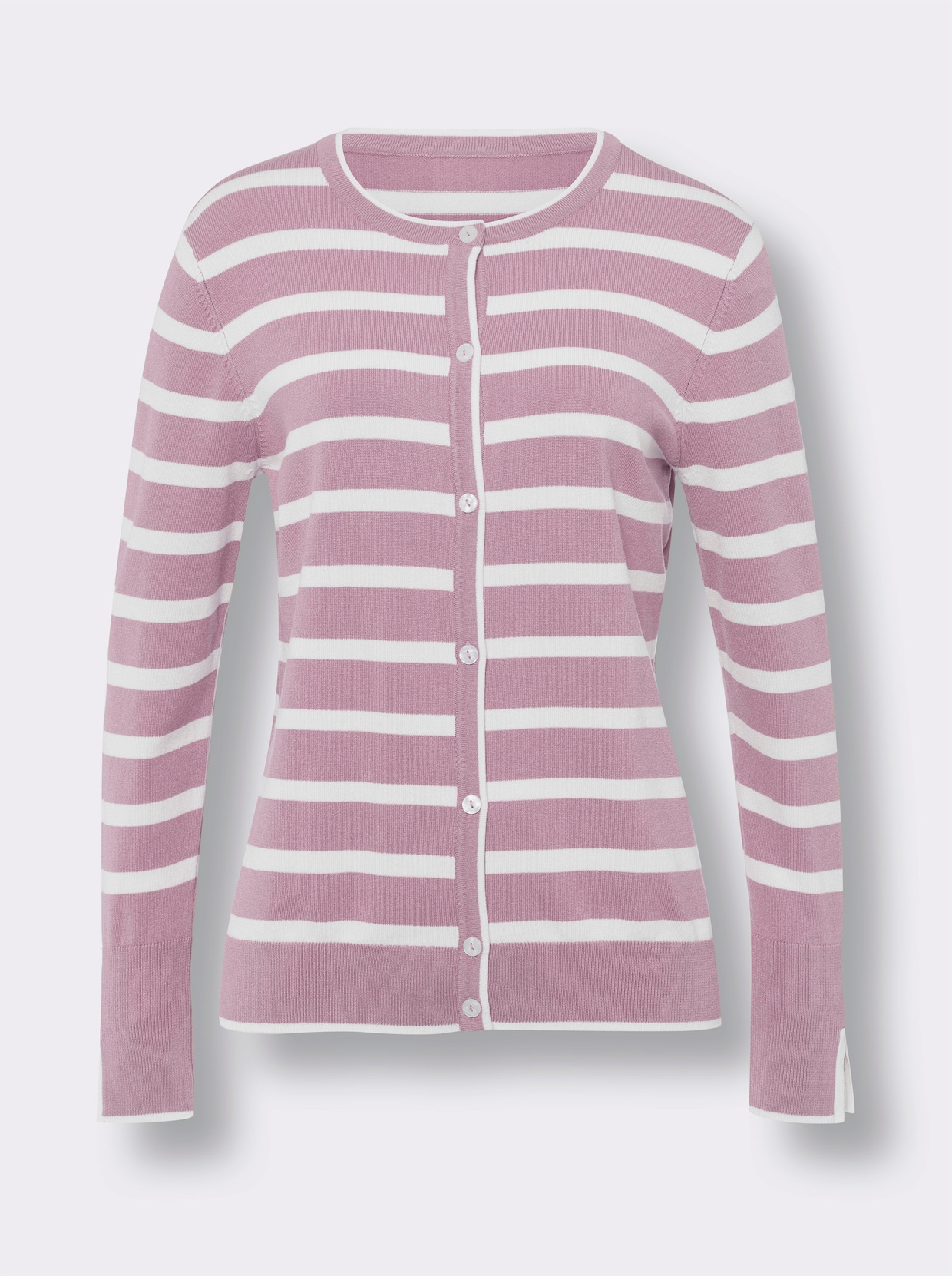 heine Veste en tricot fin - rose-écru à rayures