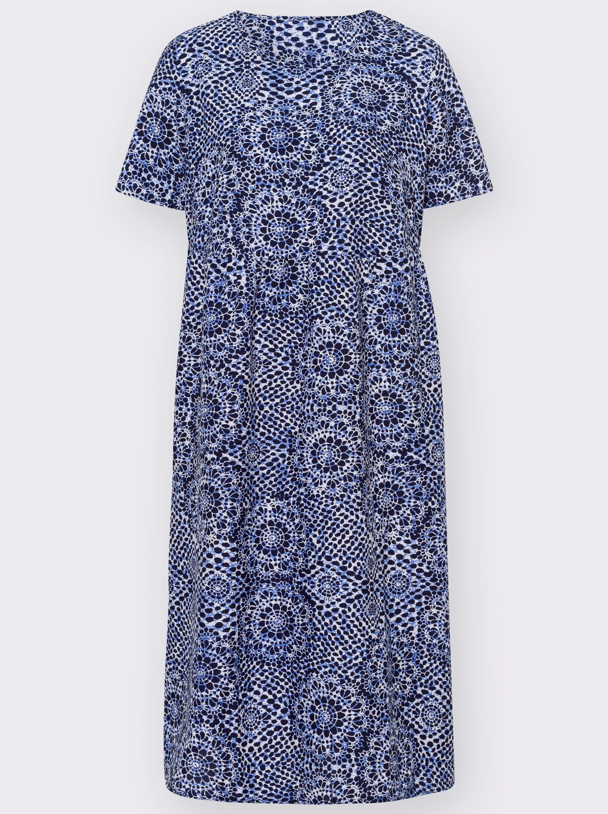 Šaty s rozšířeným střihem - noční modrá-bílá