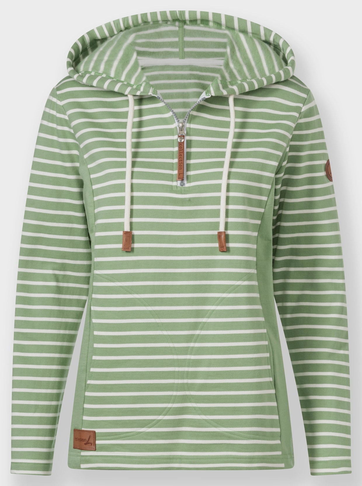 Kapuzensweatshirt - eucalyptus-ecru-geringelt