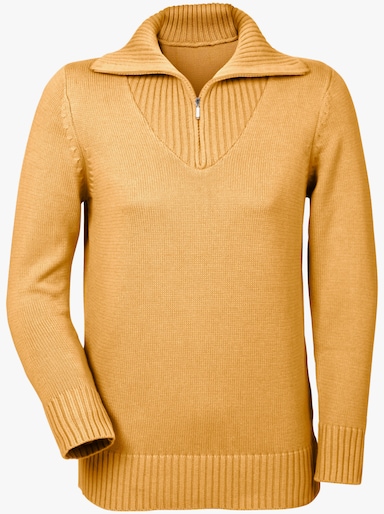 Troyer mit breiten Rippabschlüssen - maisgelb