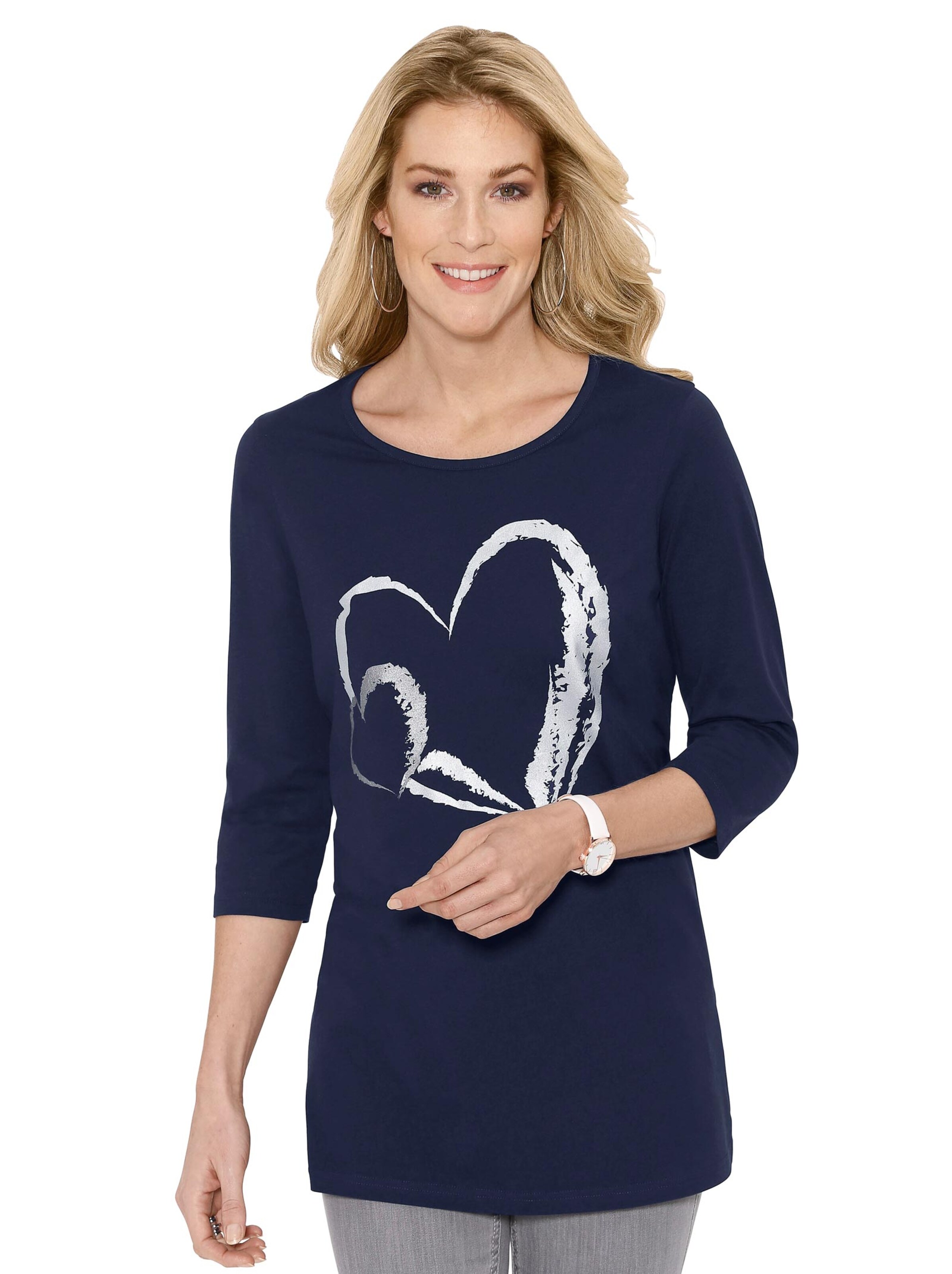 Longshirt - marine-bedruckt