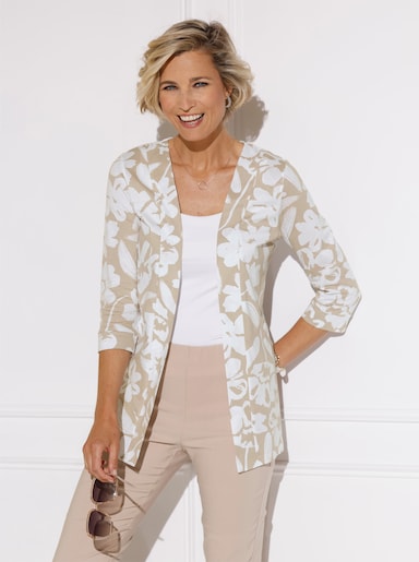 Shirtjasje - beige/wit geprint