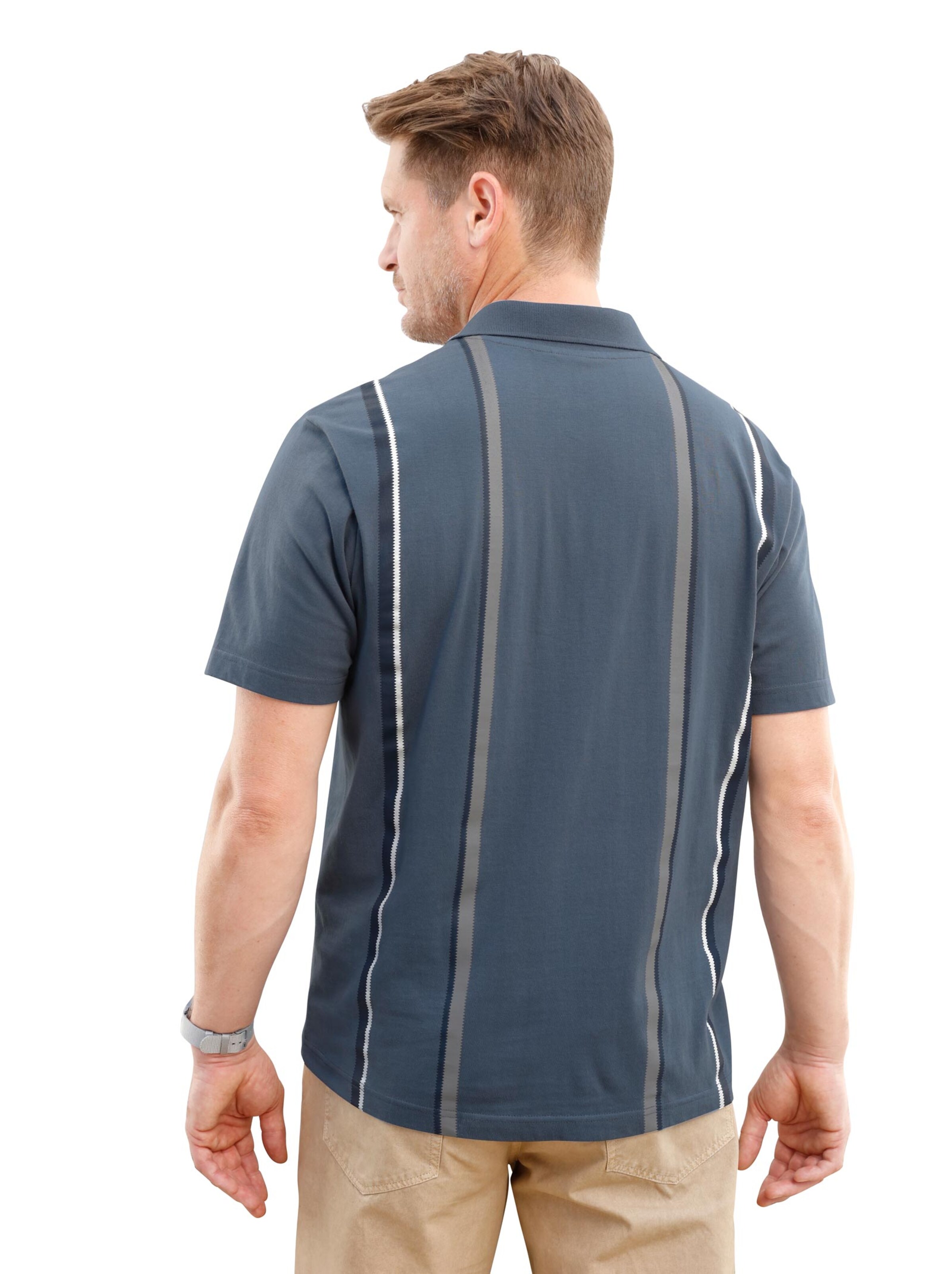 Poloshirt - rauchblau-gestreift
