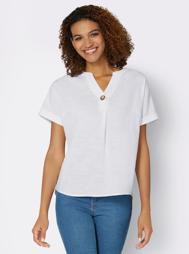 Schlupfbluse mit überschnittener Schulter - ecru