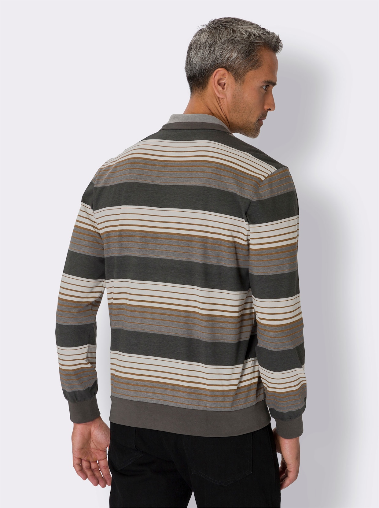 Sweatshirt - grafiet/bruin gestreept