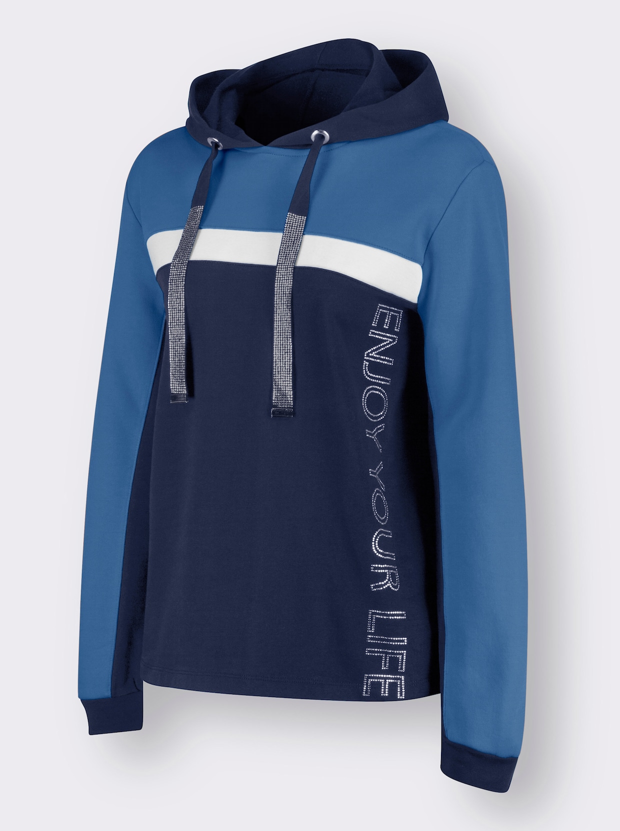 Sweatshirt - Marine/middenblauw gedessineerd