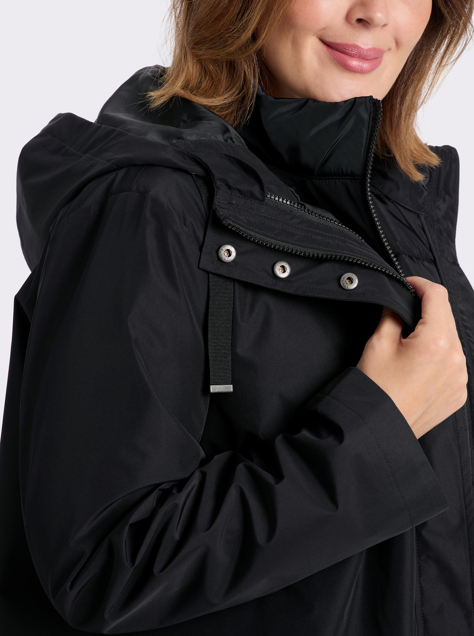 sheego 3-in-1-Funktionsjacke als Jacke oder Weste tragbar - schwarz