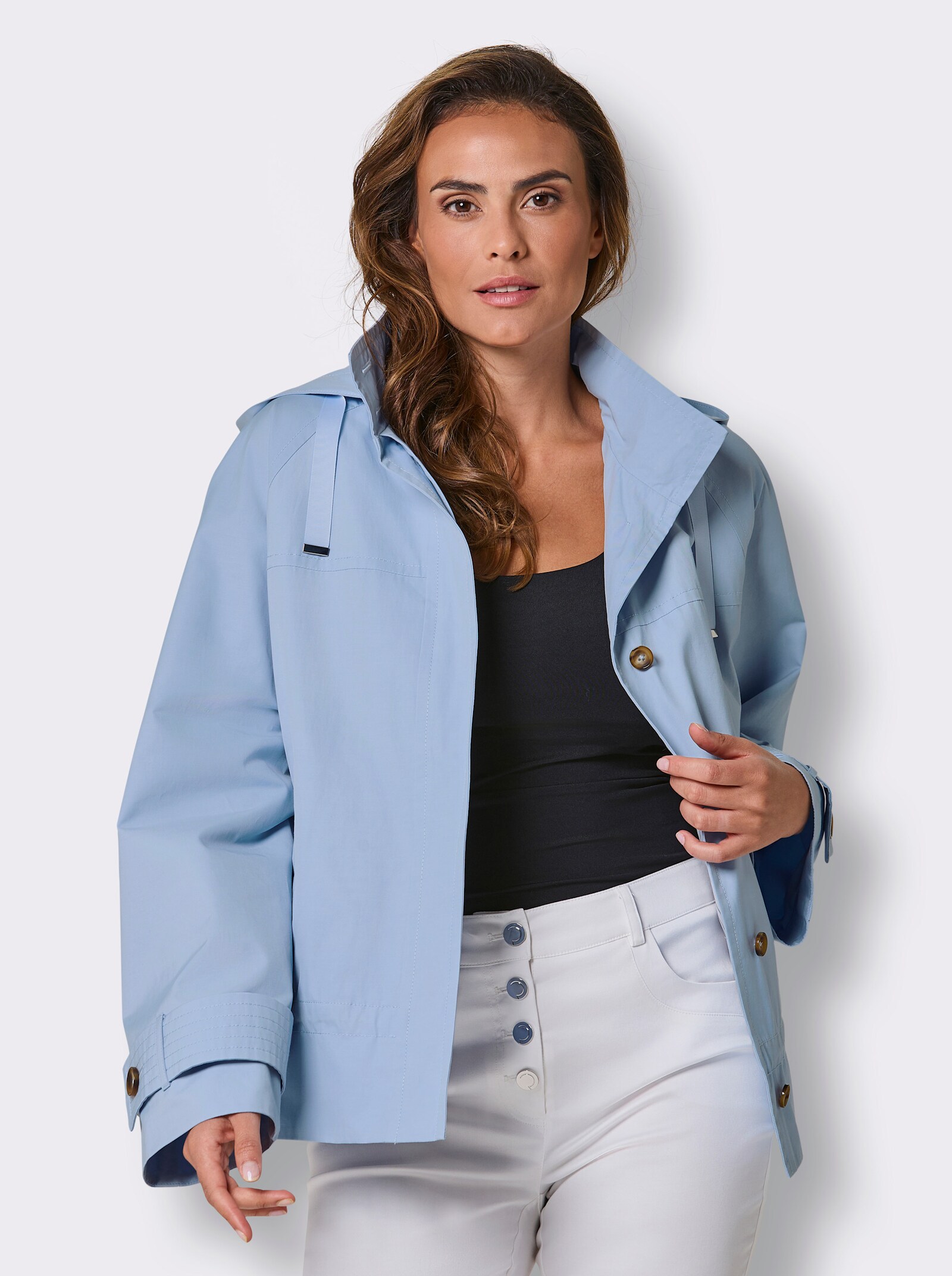 CREATION L PREMIUM Kurzjacke mit Taillen-Tunnelzug - hellblau