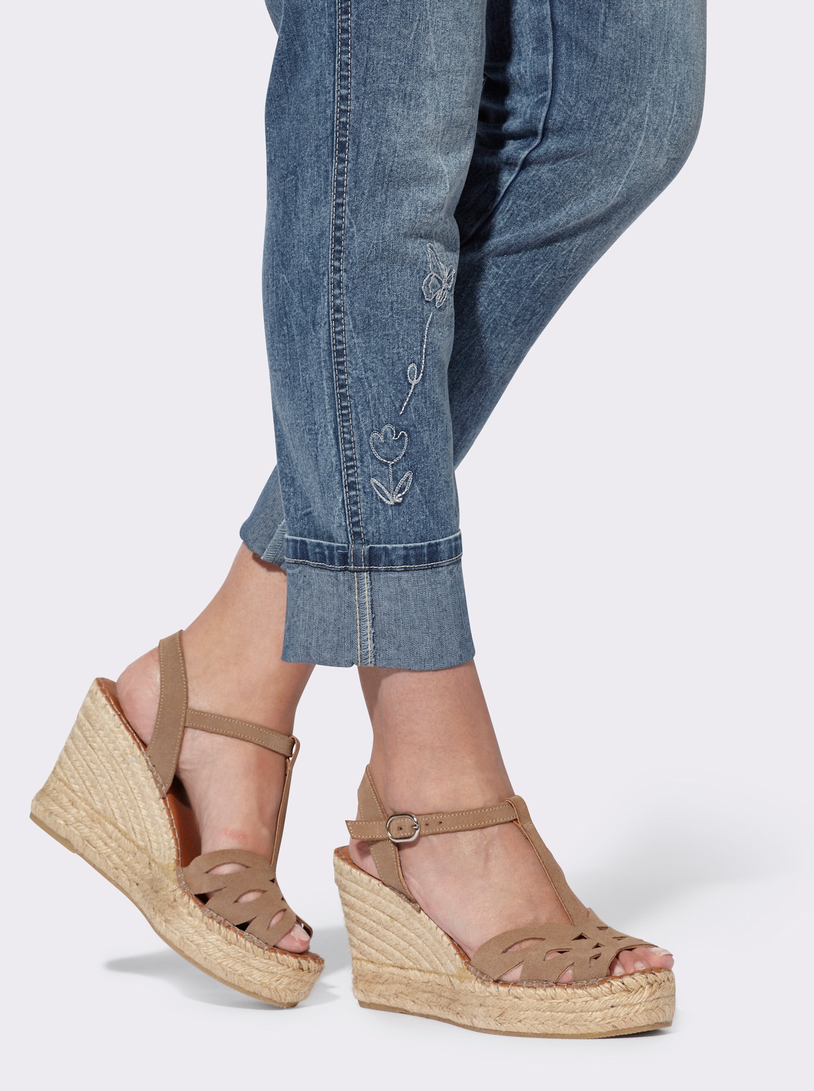 heine 7/8-Jeans mit Stickerei - blue-bleached