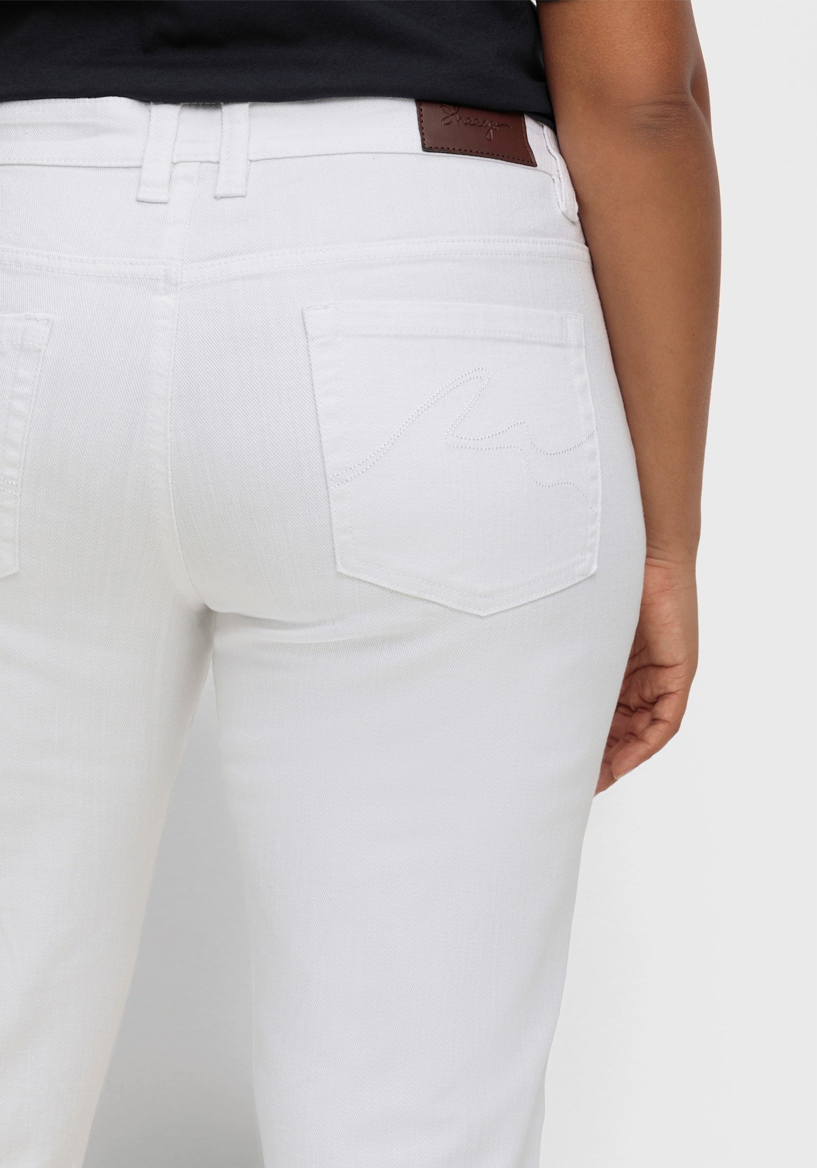 sheego Capri-jeans met used-effecten - white denim