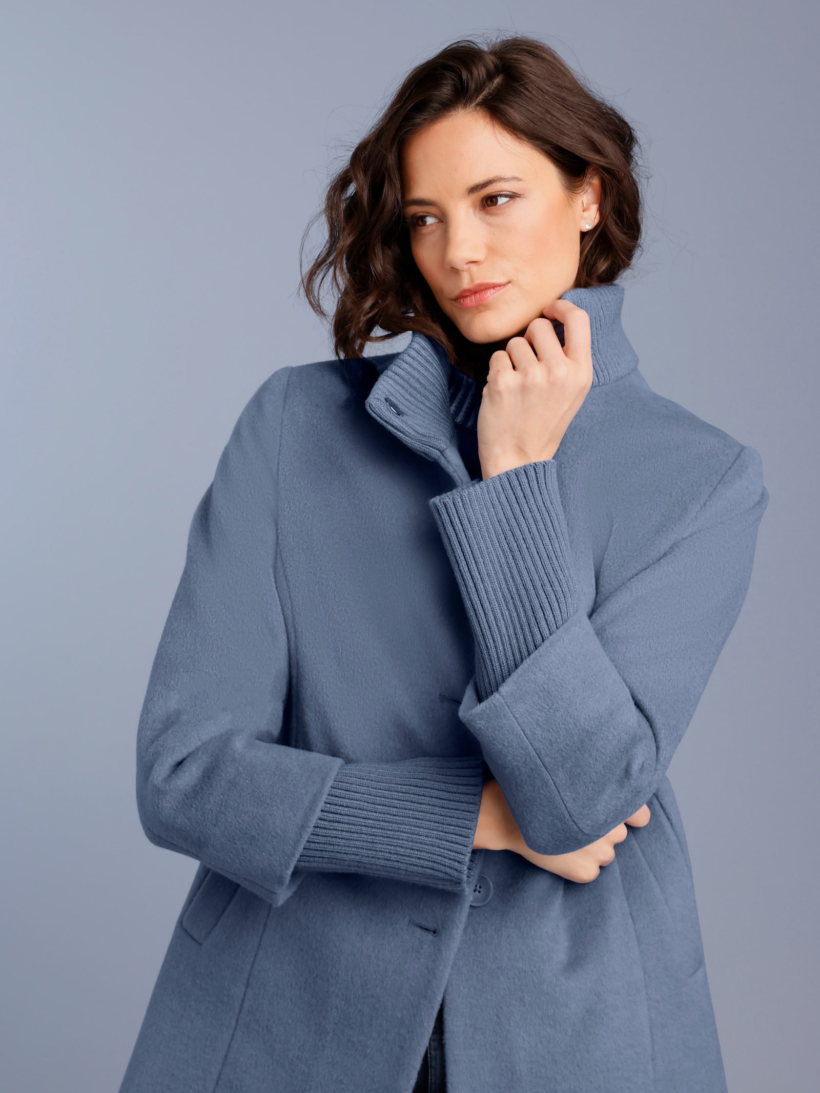 Manisa Wollmantel - taubenblau