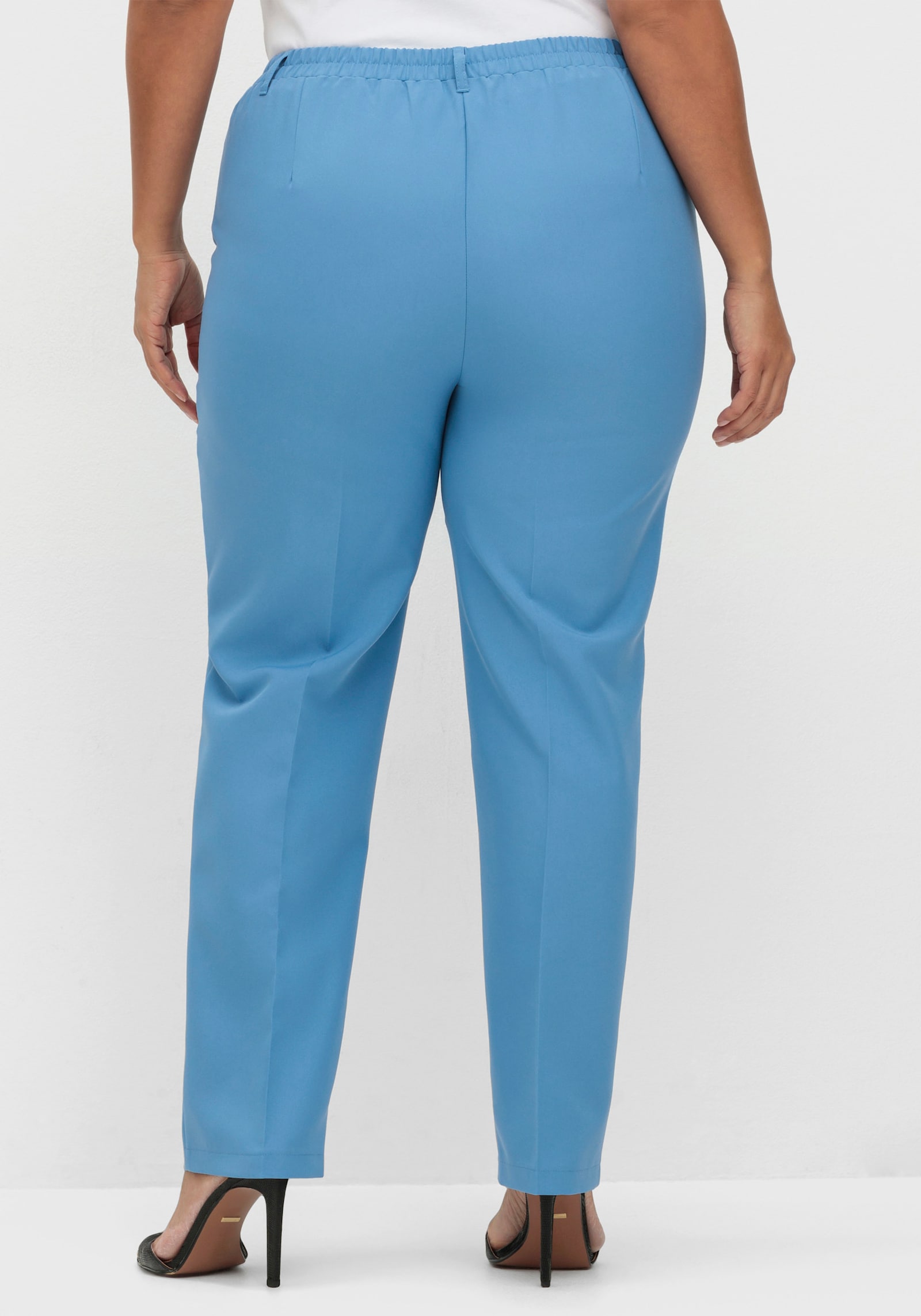 Bügelfaltenhose mit Rundum-Dehnbund - mittelblau