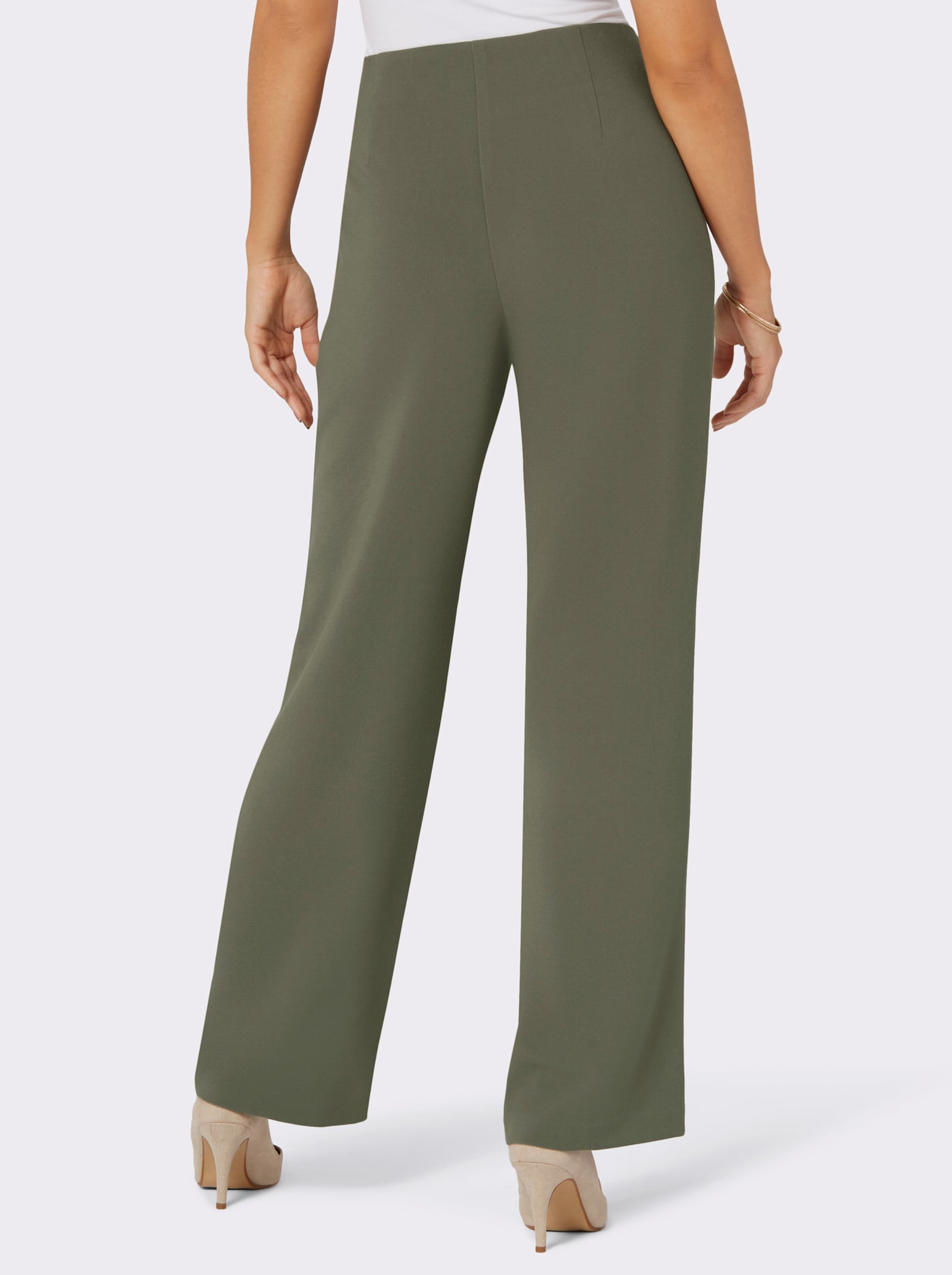 Bundfaltenhose mit weiten Beinen - khaki