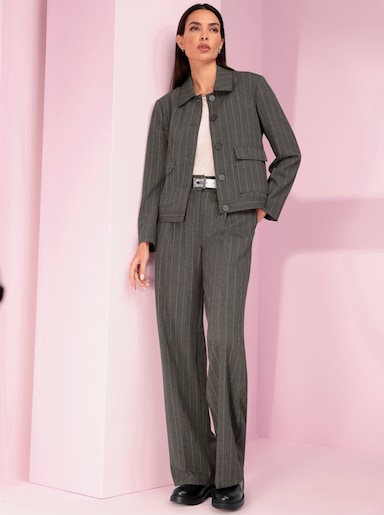 heine Jackenblazer - taupe-schwarz Nadelstreifen
