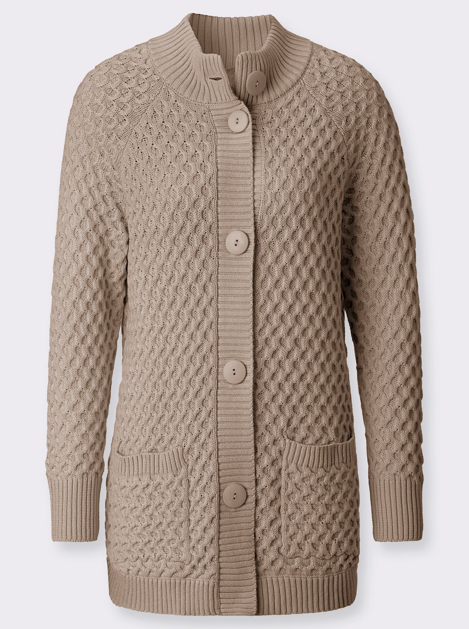 Lang vest met zakken - sesam