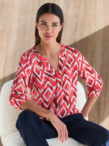 heine Blouse met print - rood/ecru bedrukt