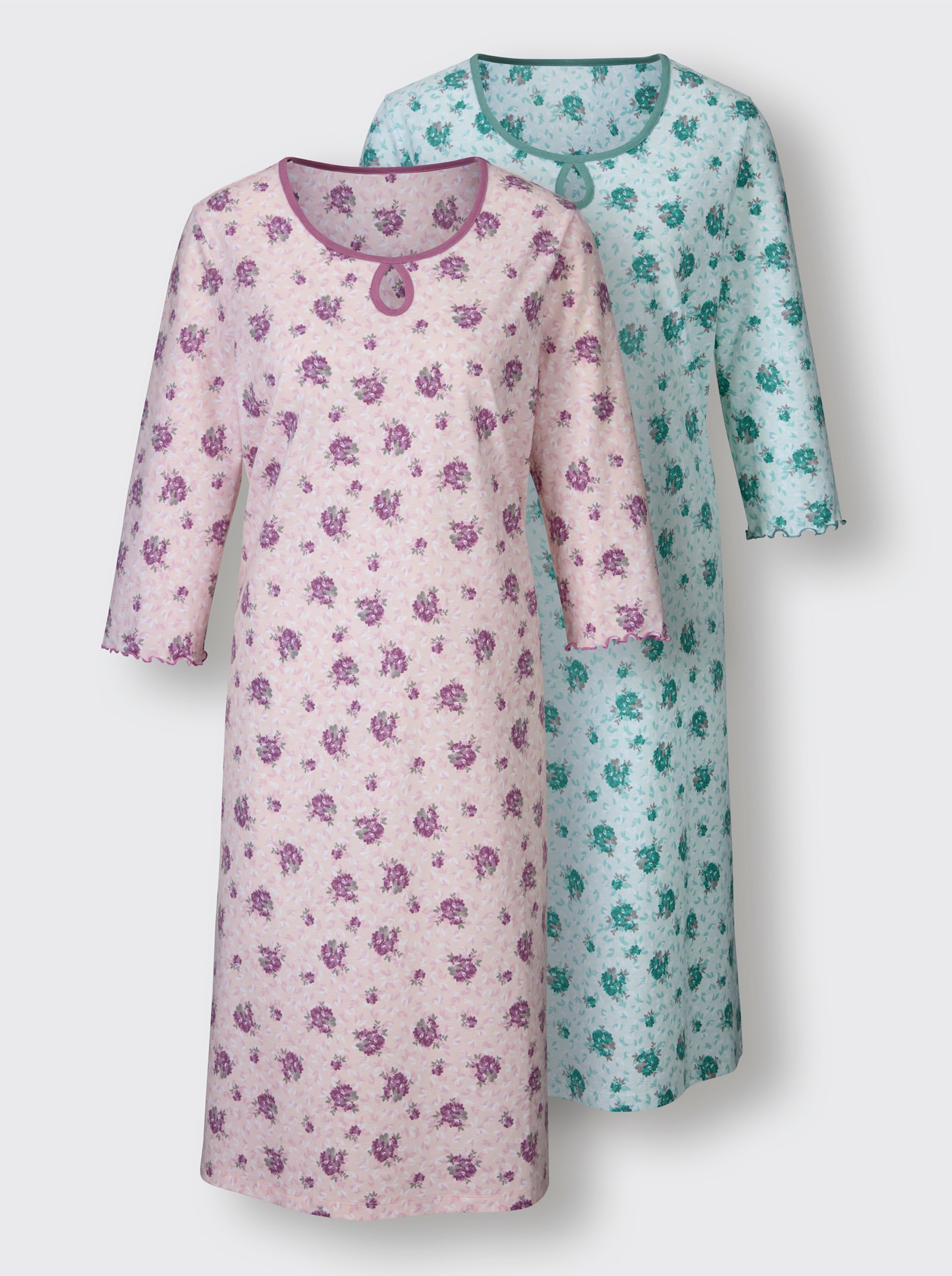 wäschepur Nachthemden - roze + kalkmint