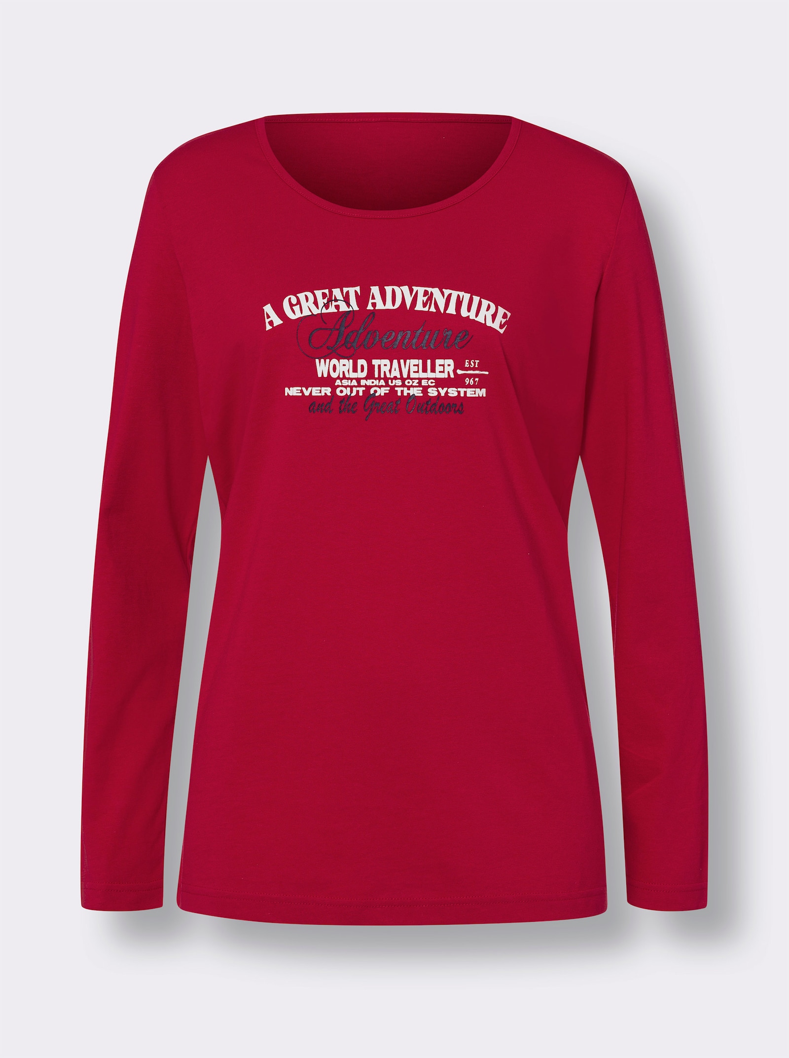 Shirt met lange mouwen en gedrukt opschrift - rood/ecru bedrukt