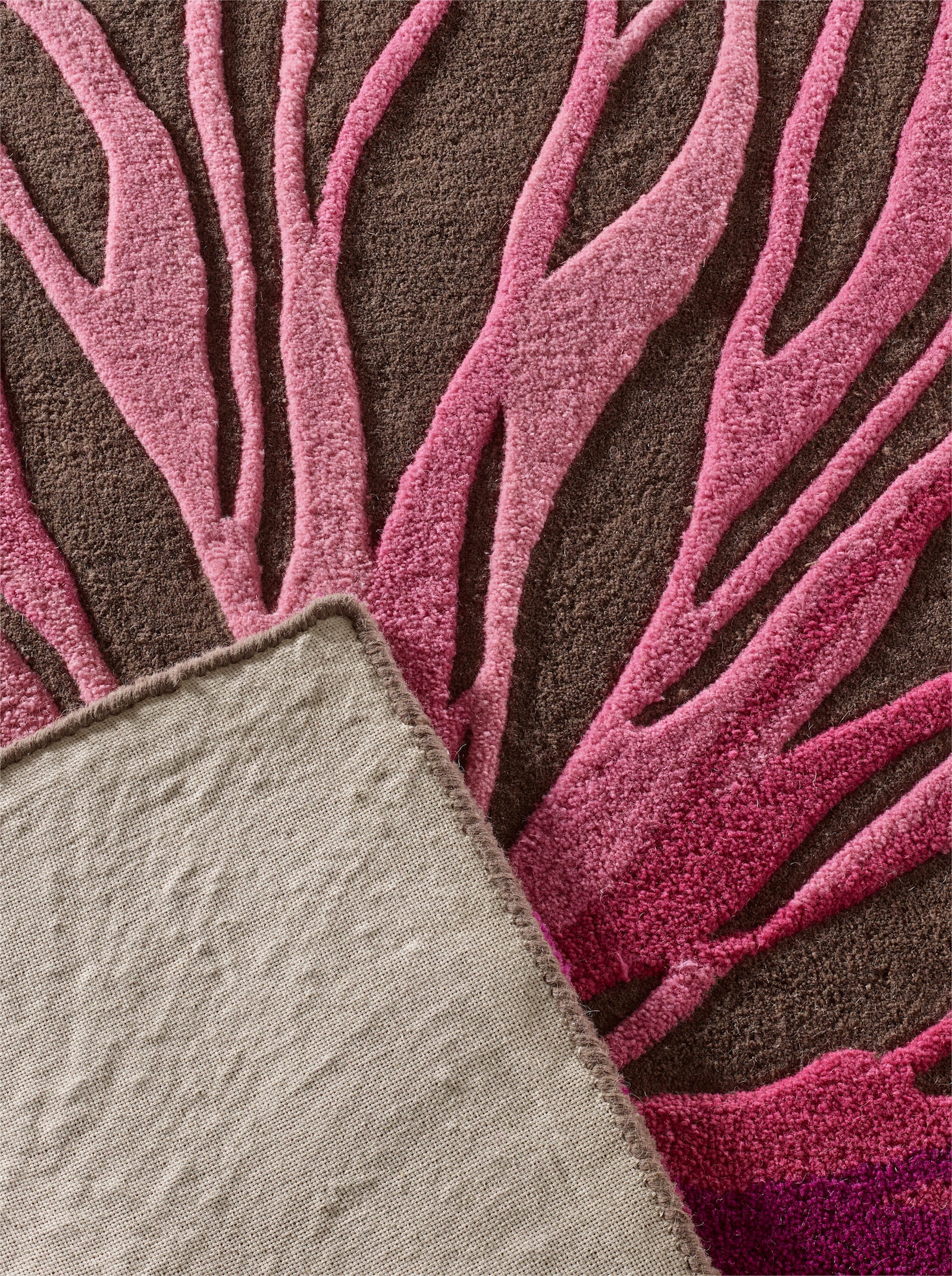 heine home Hochflorteppich - taupe-beere-gemustert