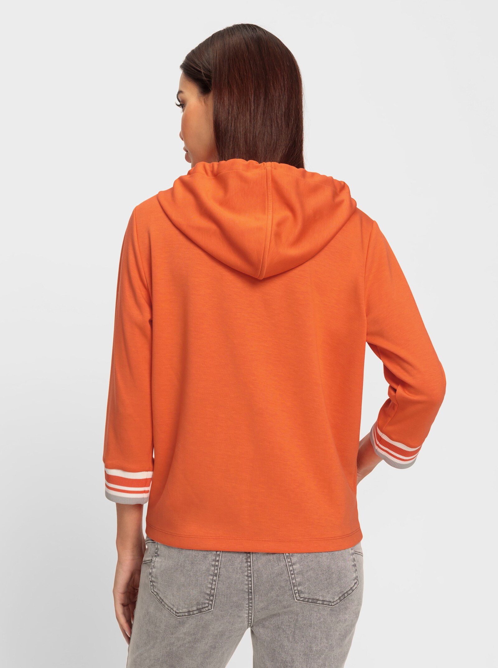 heine Kapuzensweatshirt mit kontrastfarbenen Bündchen - orange