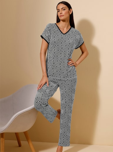 wäschepur Schlafanzug - schwarz-weiß-bedruckt