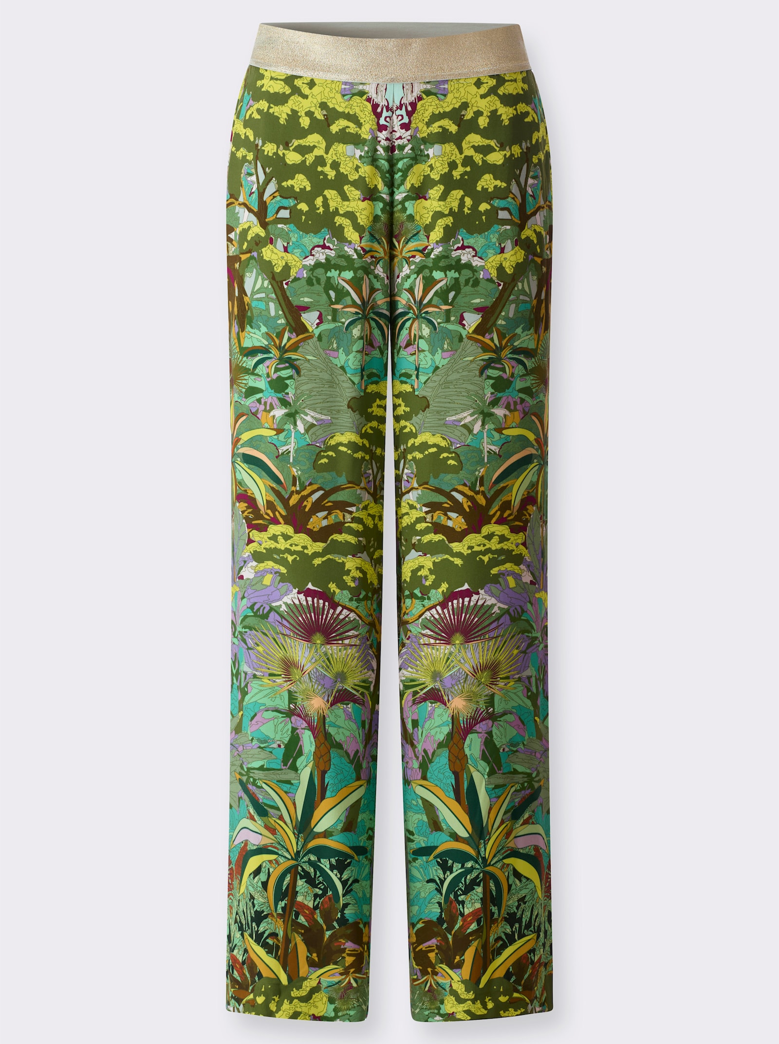 heine Palazzohose mit Dschungel-Dessin - schilf-cognac-bedruckt