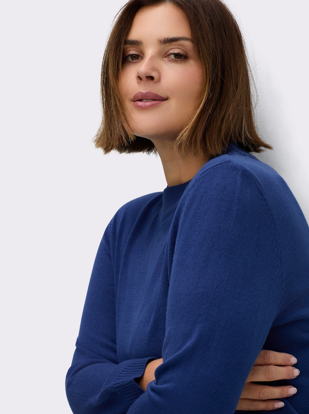 Pullover mit abgerundetem Saum - royalblau