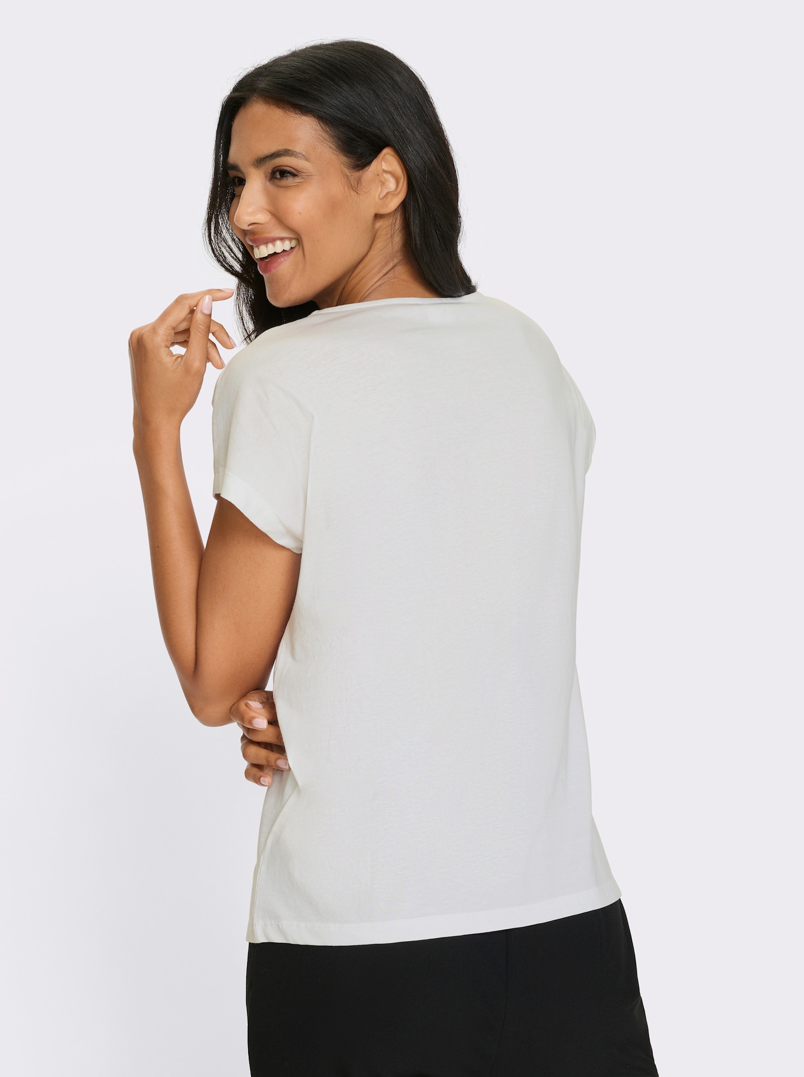 Kurzarmshirt mit Herz-Motiv - weiß-orchidee