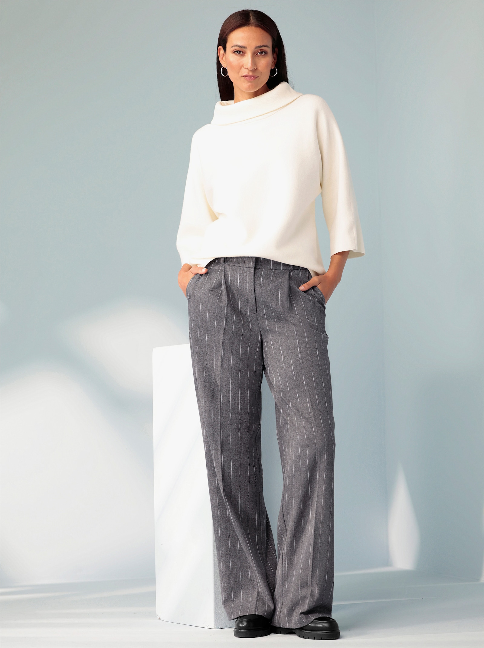 heine Pull à manches 3/4 et grand col roulé - écru