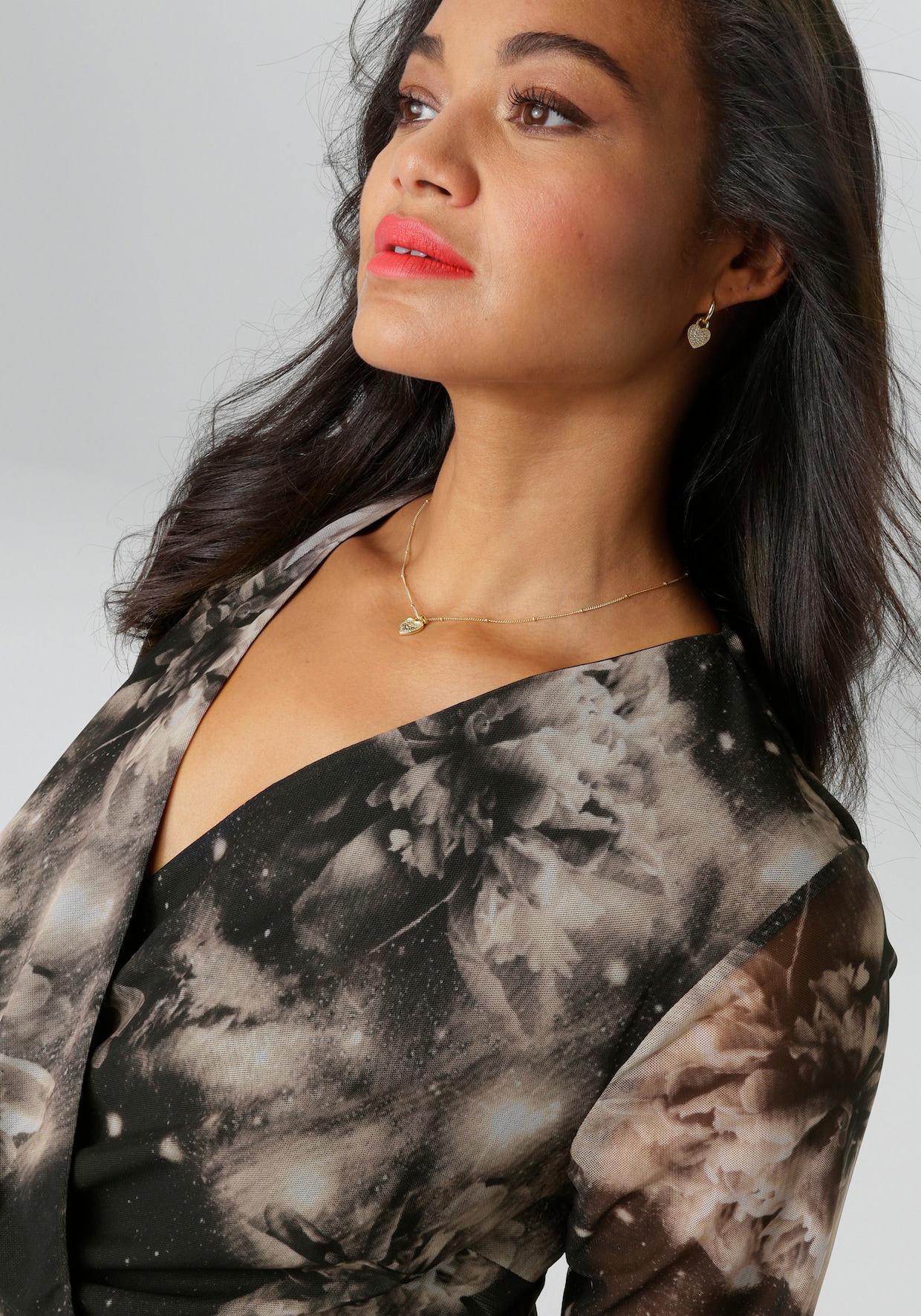 Aniston PLUS Maxikleid - schwarz-beige-offwhite