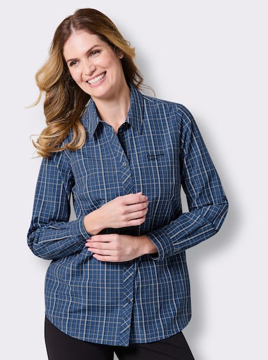 Catamaran Sports Funktionsbluse mit Krempelärmel - marine-kariert