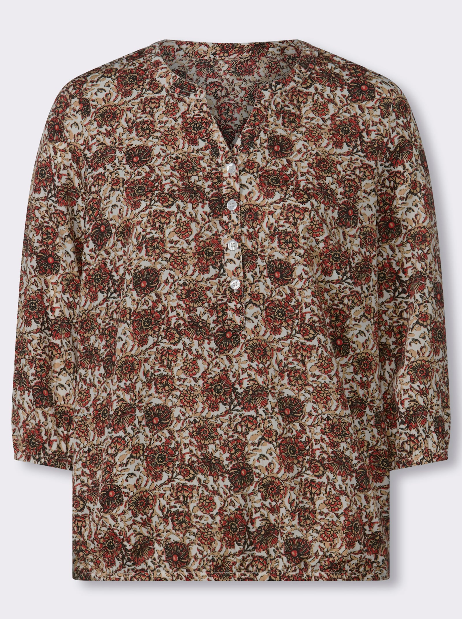 Druckbluse in Schlupfform - sand-camel-bedruckt