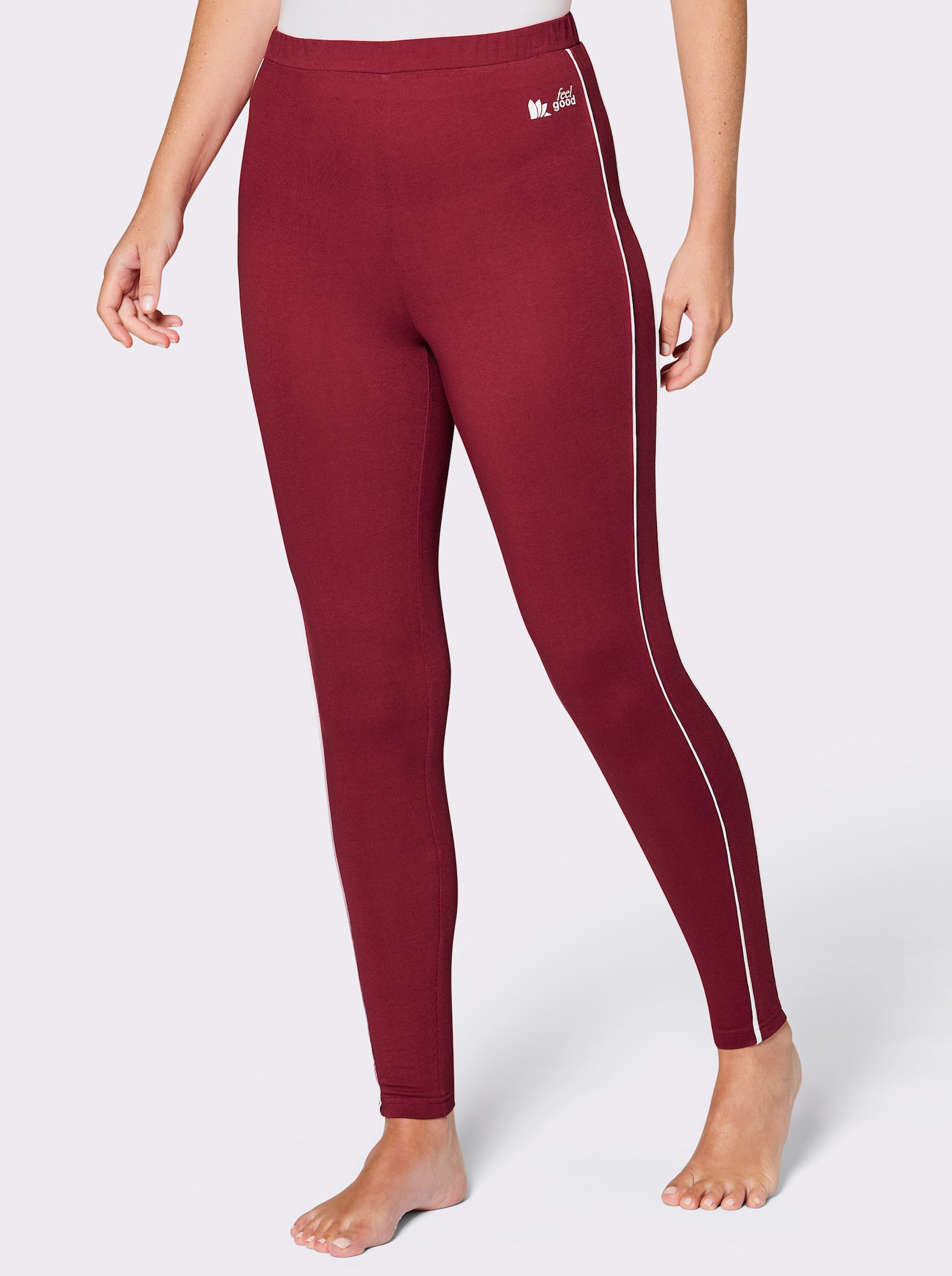 feel good Leggings mit seitlichen Streifen - kirsche-weiß