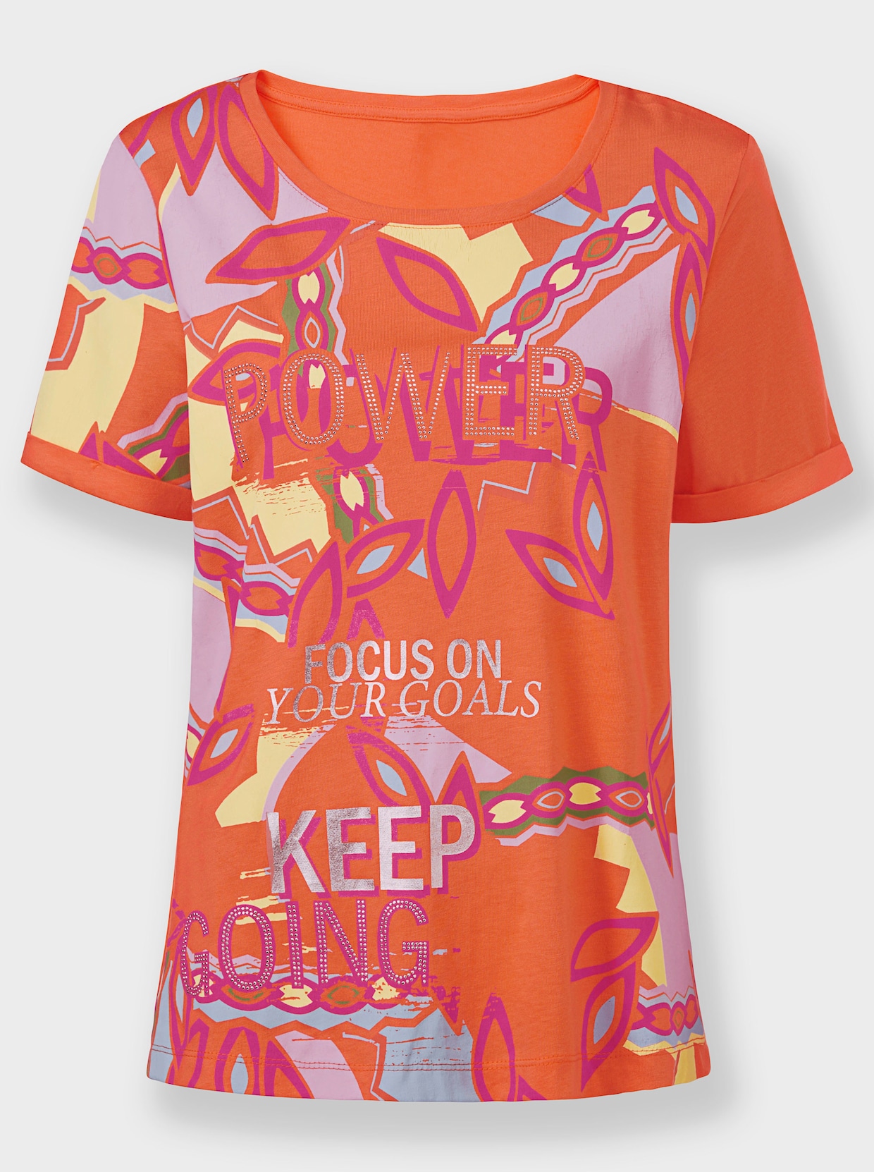 heine Print-Shirt - orange-fuchsia-bedruckt